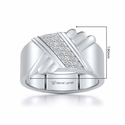 Satin Silver Ring For Men - White Gold - Image 5