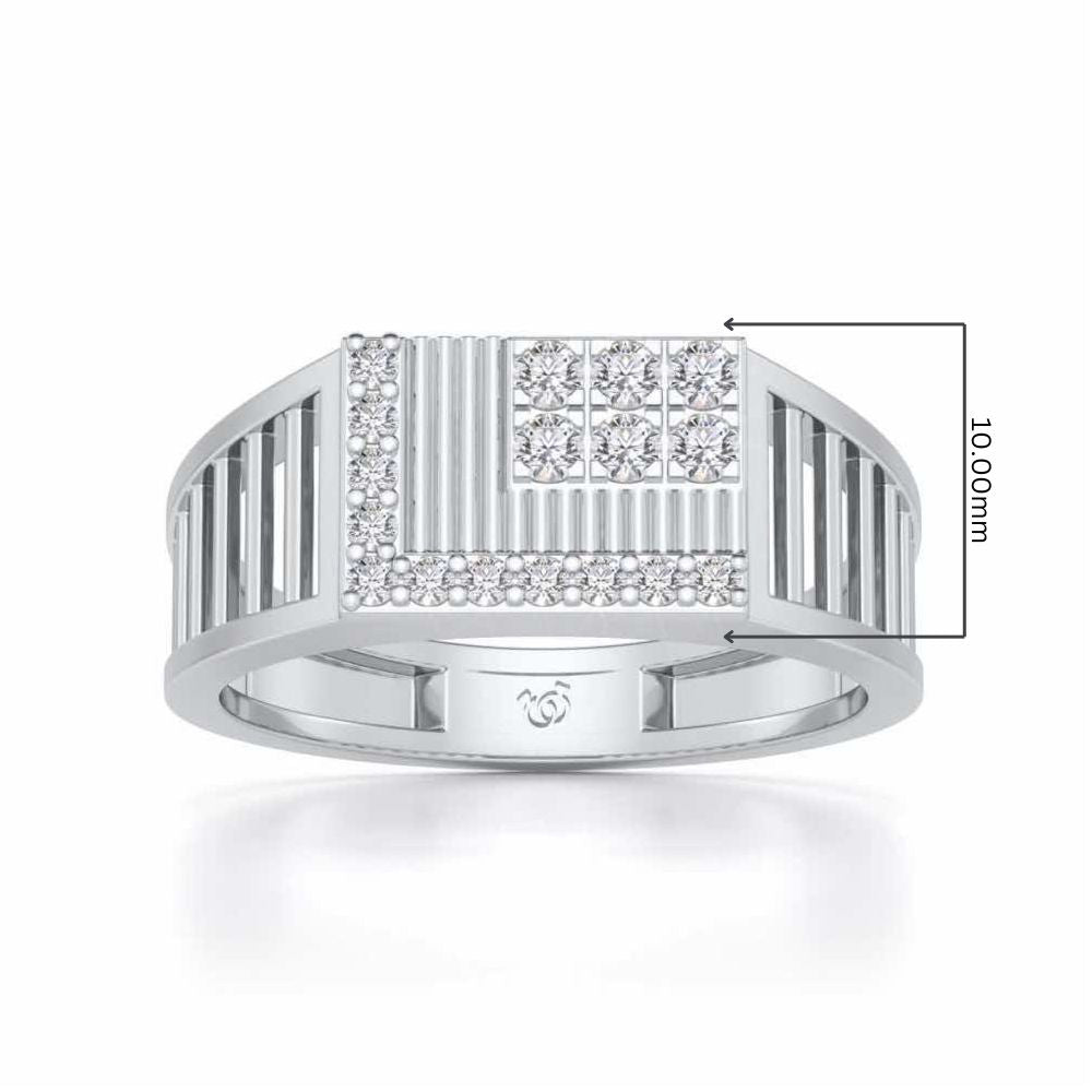 Square Silver Ring For Men - White Gold - Image 5
