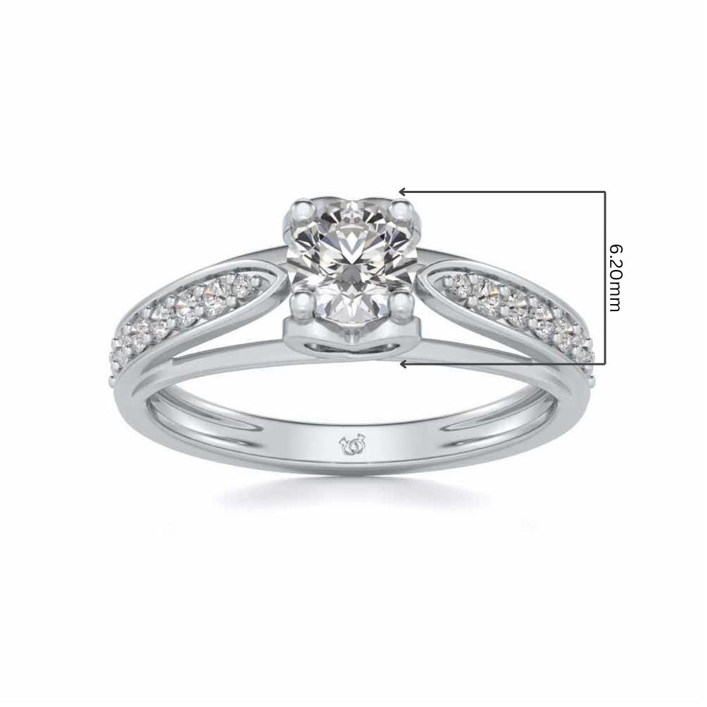 Wow Solitaire Silver Ring - White Gold - Image 5