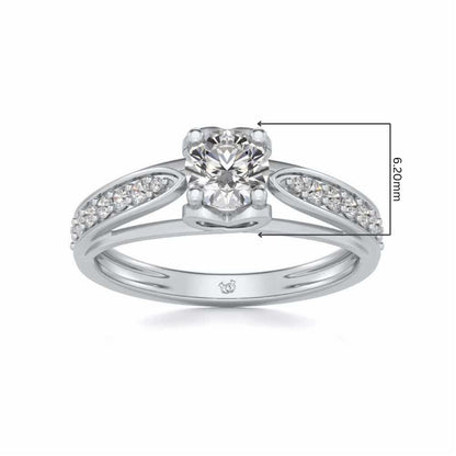 Wow Solitaire Silver Ring - White Gold - Image 5