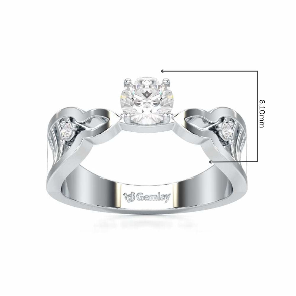 Deluxe Ladder Solitaire Ring - White Gold - Image 5