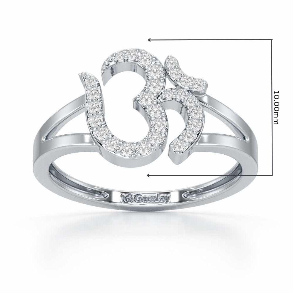 Pristine Om Silver Ring - White Gold - Image 2
