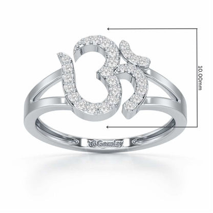 Pristine Om Silver Ring - White Gold - Image 2
