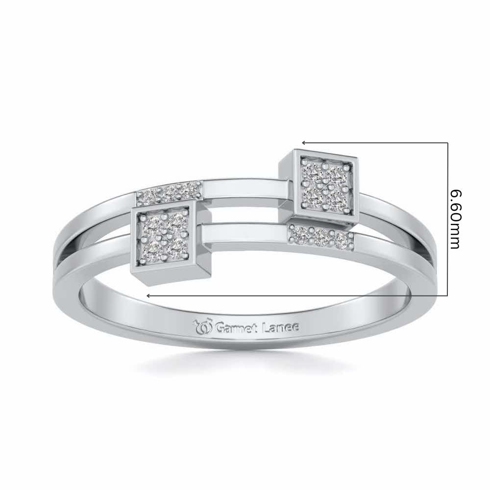 Quirky Square Silver Ring - White Gold - Image 5