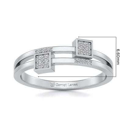 Quirky Square Silver Ring - White Gold - Image 5