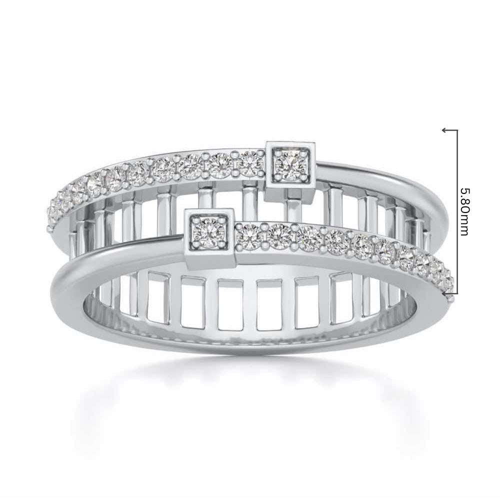 Corrugated Silver Band Ring - White Gold - Image 5