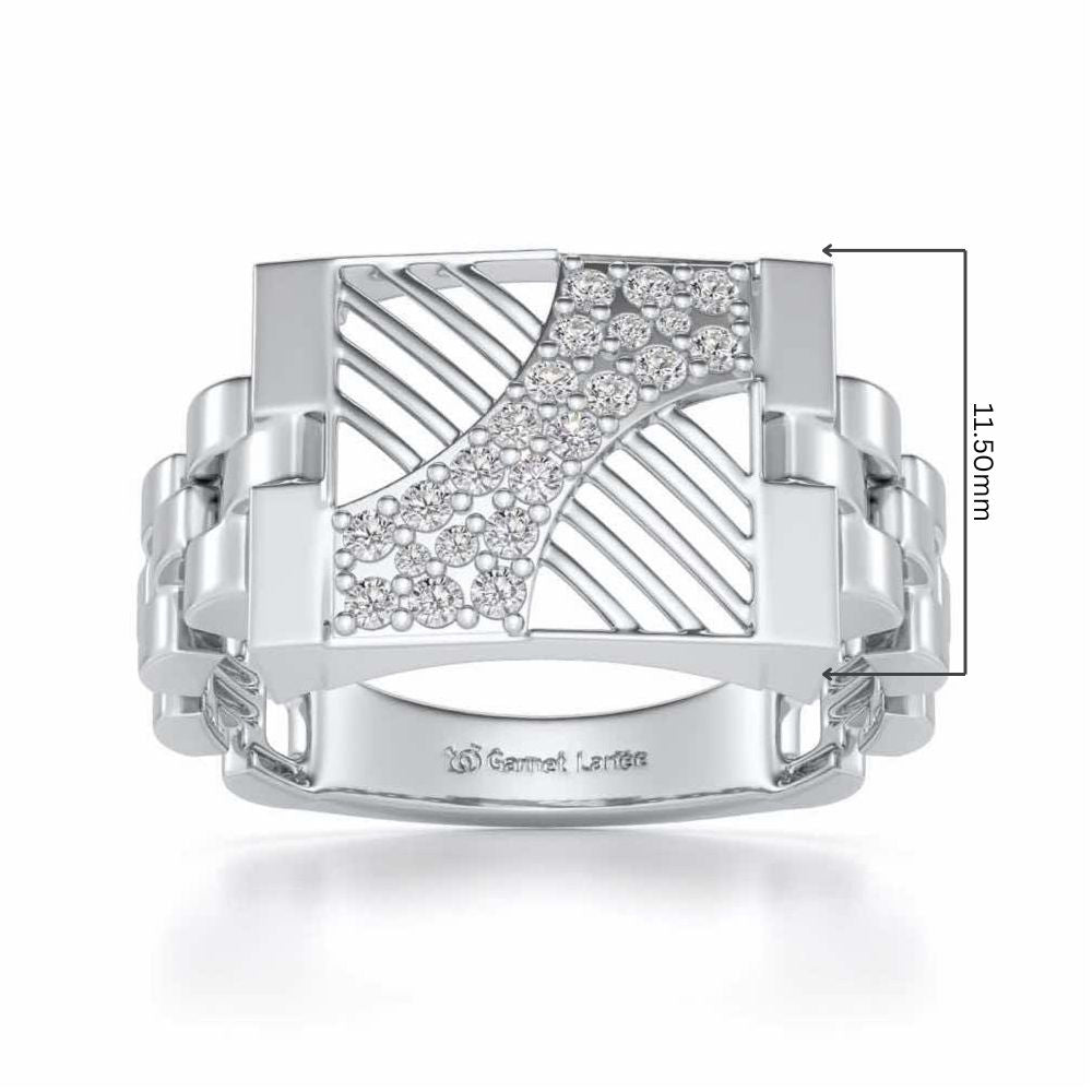 Placid Silver Ring For Men - White Gold - Image 5