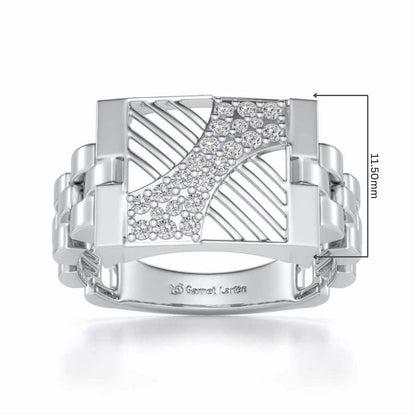 Placid Silver Ring For Men - White Gold - Image 5