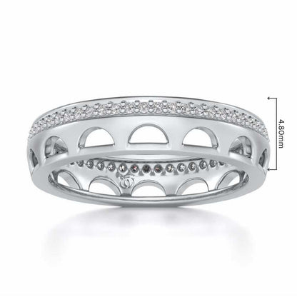 Dainty Crown Silver Band Ring - White Gold - Image 5