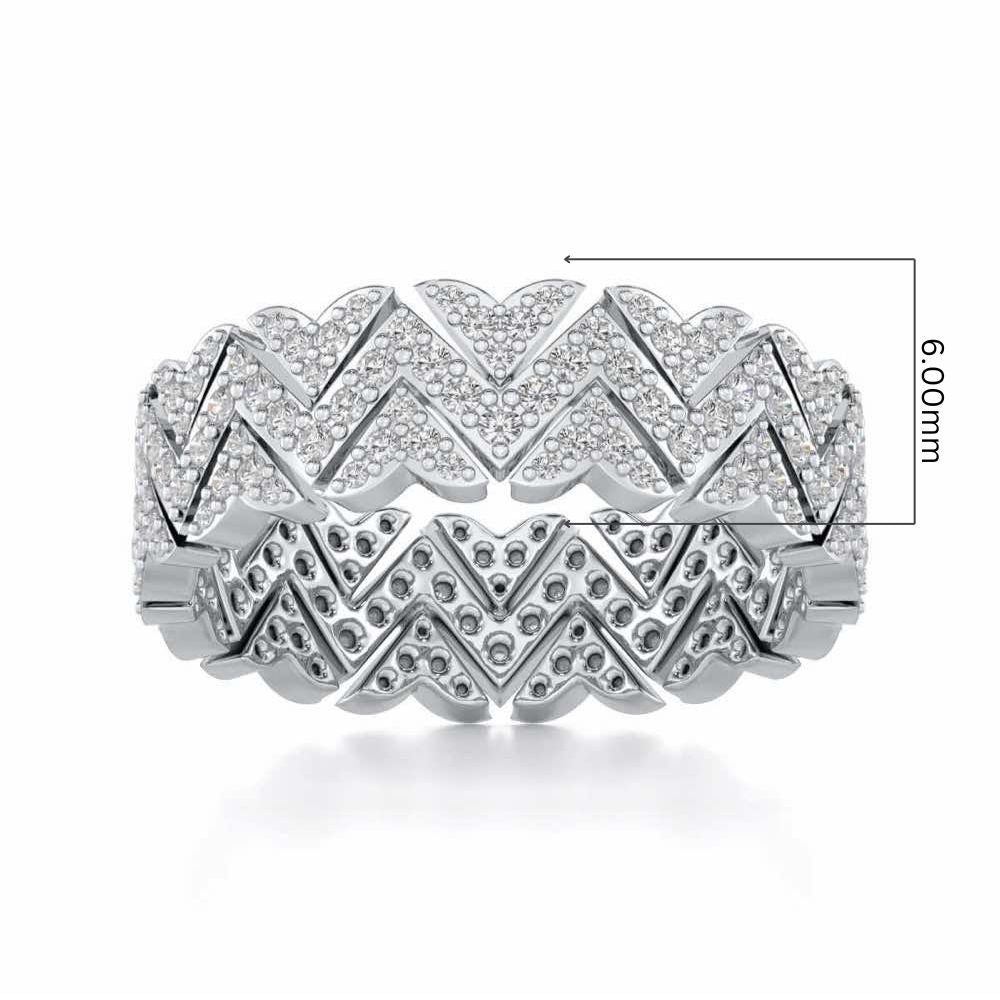 Trigon Wave Silver Band Ring - White Gold - Image 5