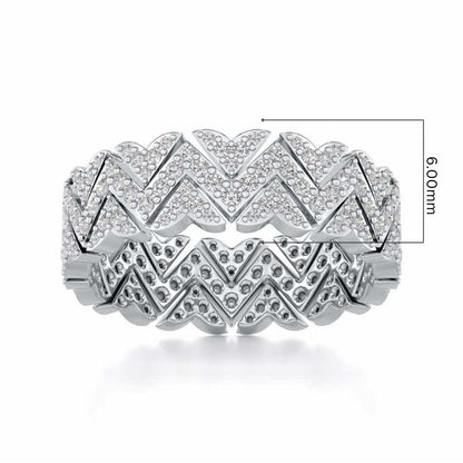 Trigon Wave Silver Band Ring - White Gold - Image 5