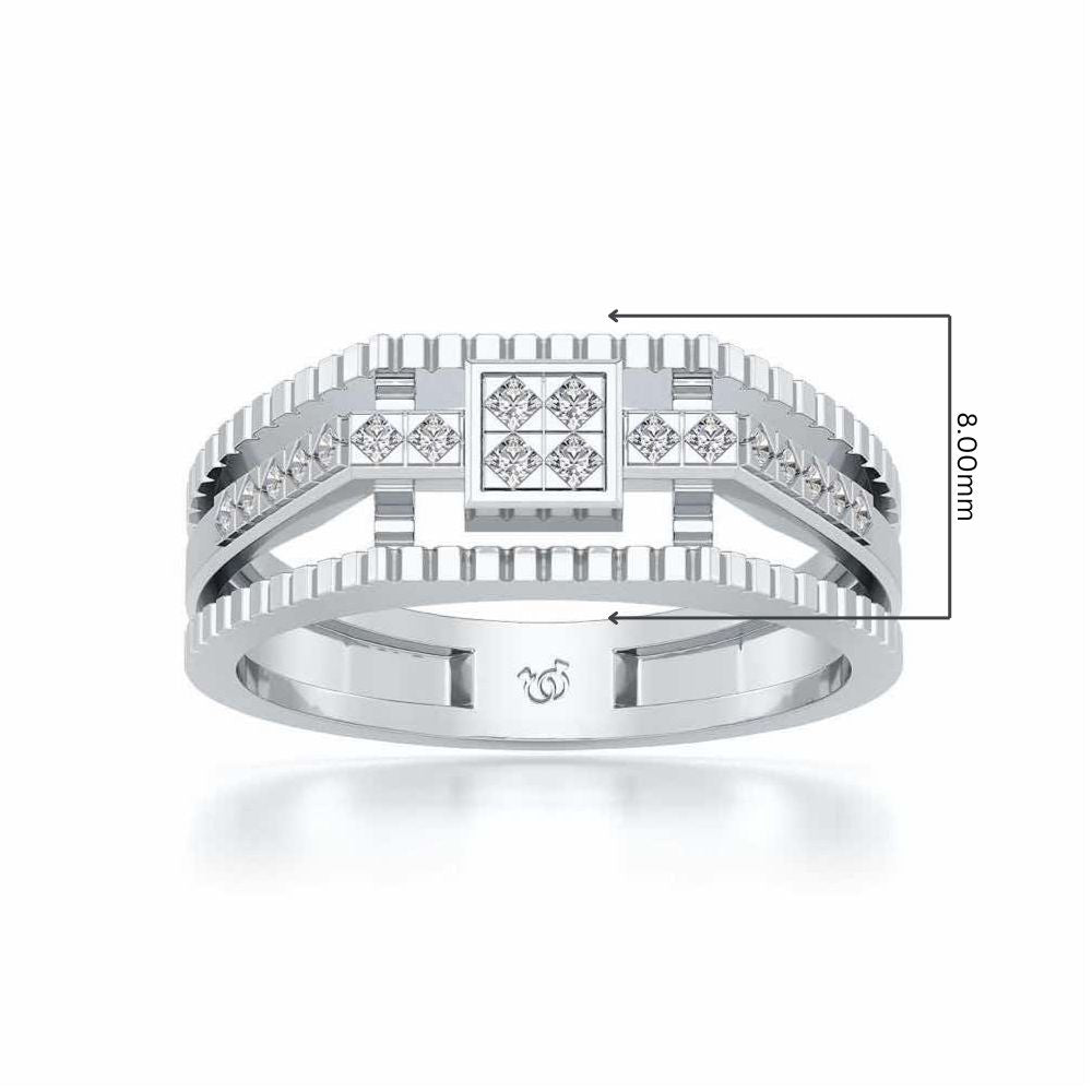 Tri-Band Ring For Men - White Gold - Image 5