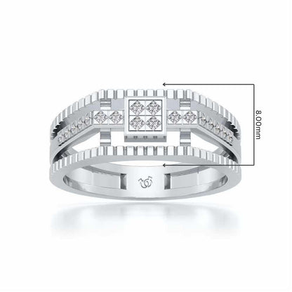 Tri-Band Ring For Men - White Gold - Image 5