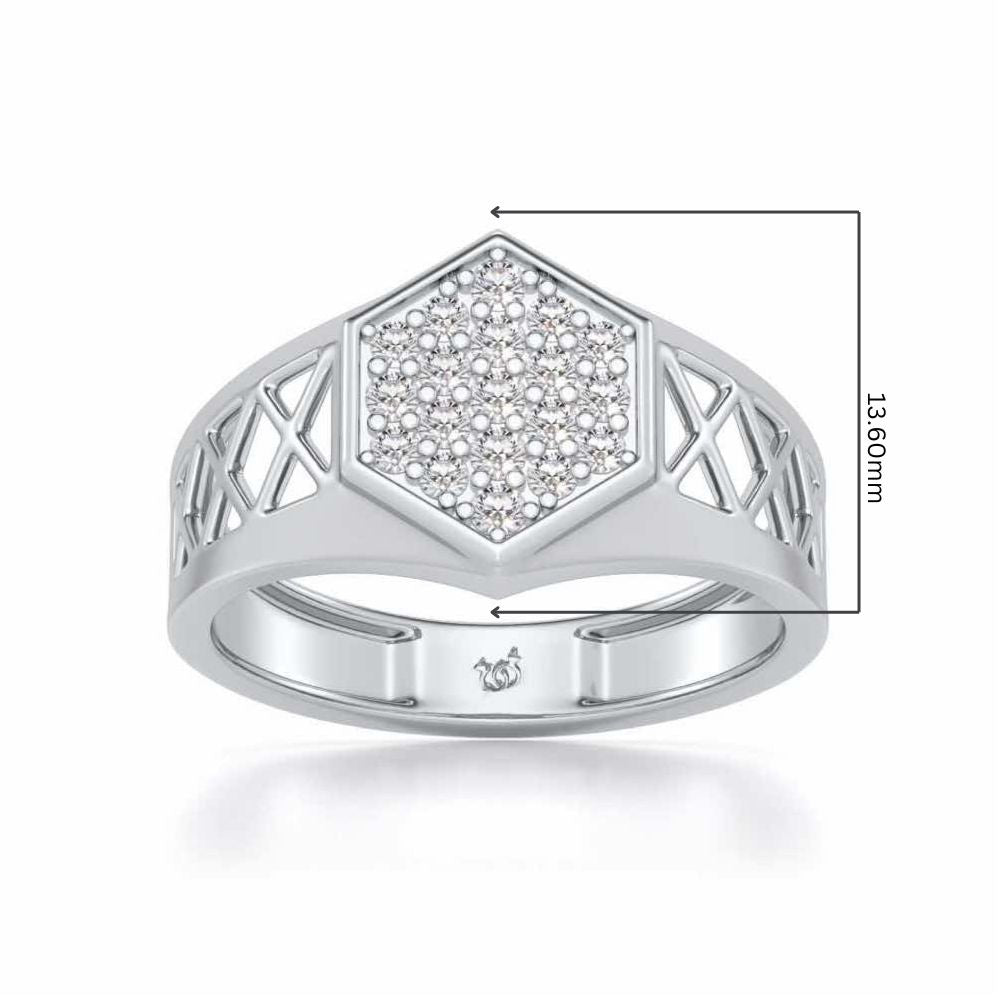 Packed Hexa Silver Ring For Men - White Gold - Image 5