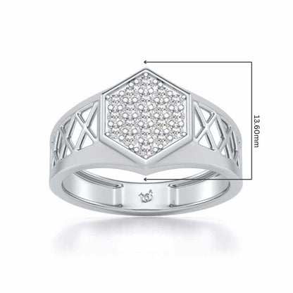 Packed Hexa Silver Ring For Men - White Gold - Image 5