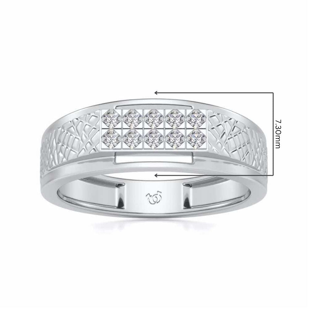Stud Silver Ring For Men - White Gold - Image 5