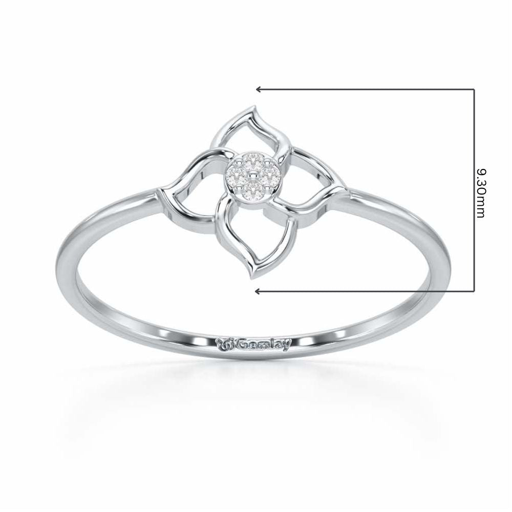 Solo Bloom Silver Ring - White Gold - Image 2