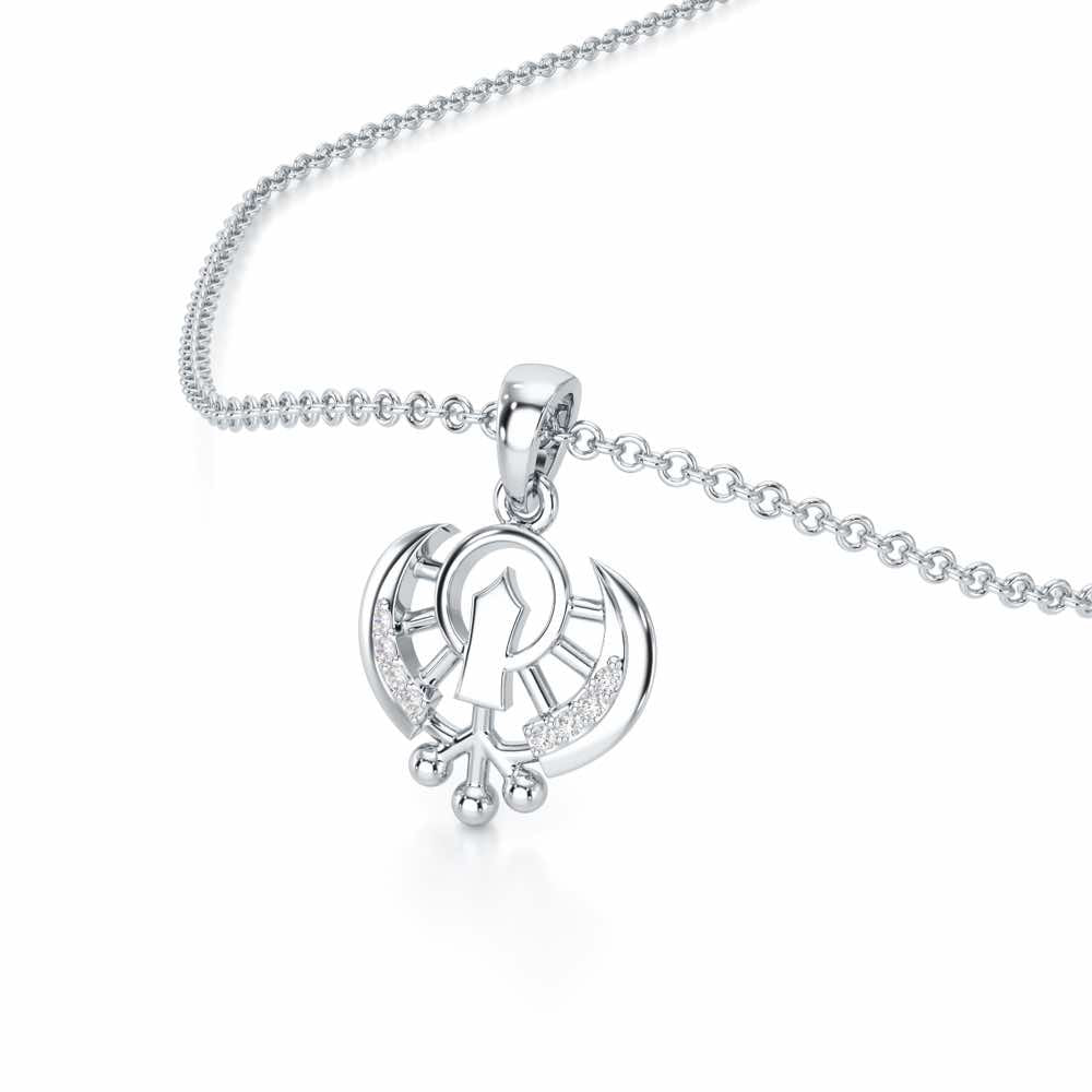 Khalsa Divine Silver Pendant - White Gold - Image 2