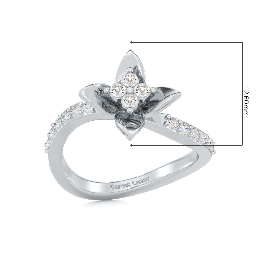 Rustic Bloom Silver Ring - White Gold - Image 5