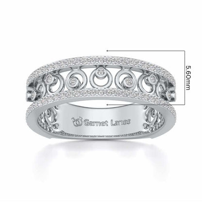 Rolling Eyes Silver Band Ring - White Gold - Image 5