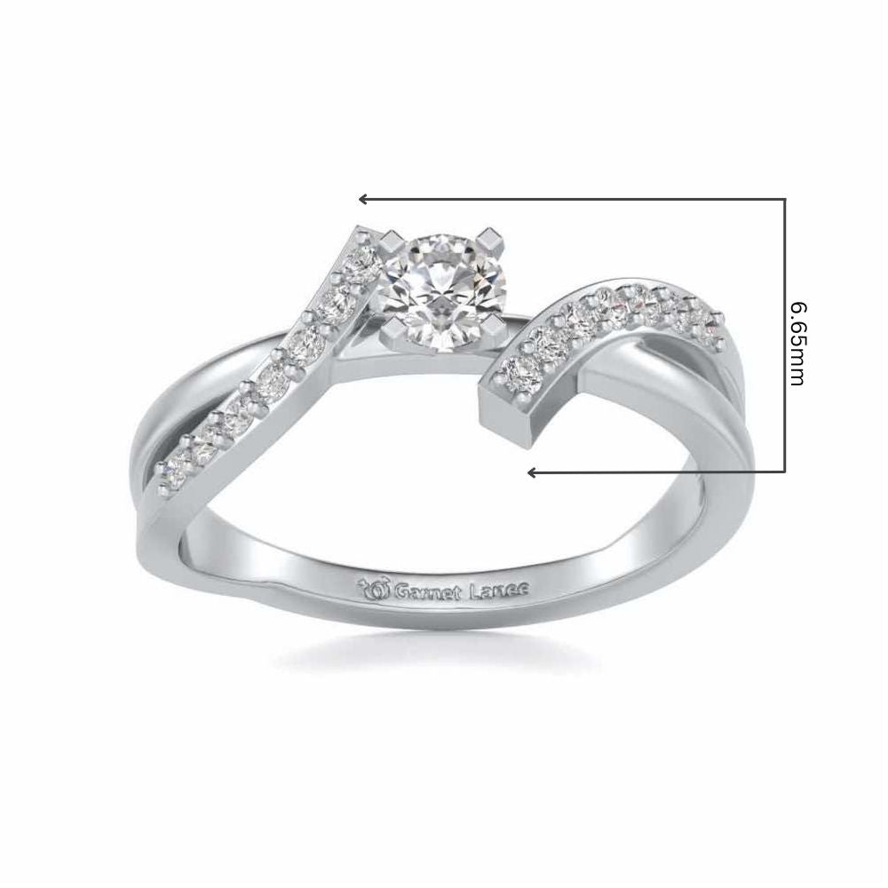Poise Solitaire Silver Ring - White Gold - Image 5