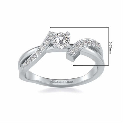 Poise Solitaire Silver Ring - White Gold - Image 5