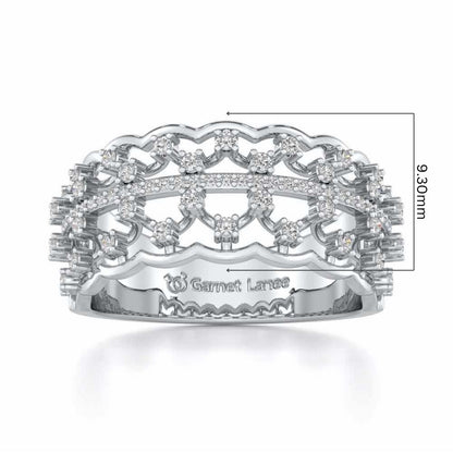 Sine Shine Silver Band Ring - White Gold - Image 5