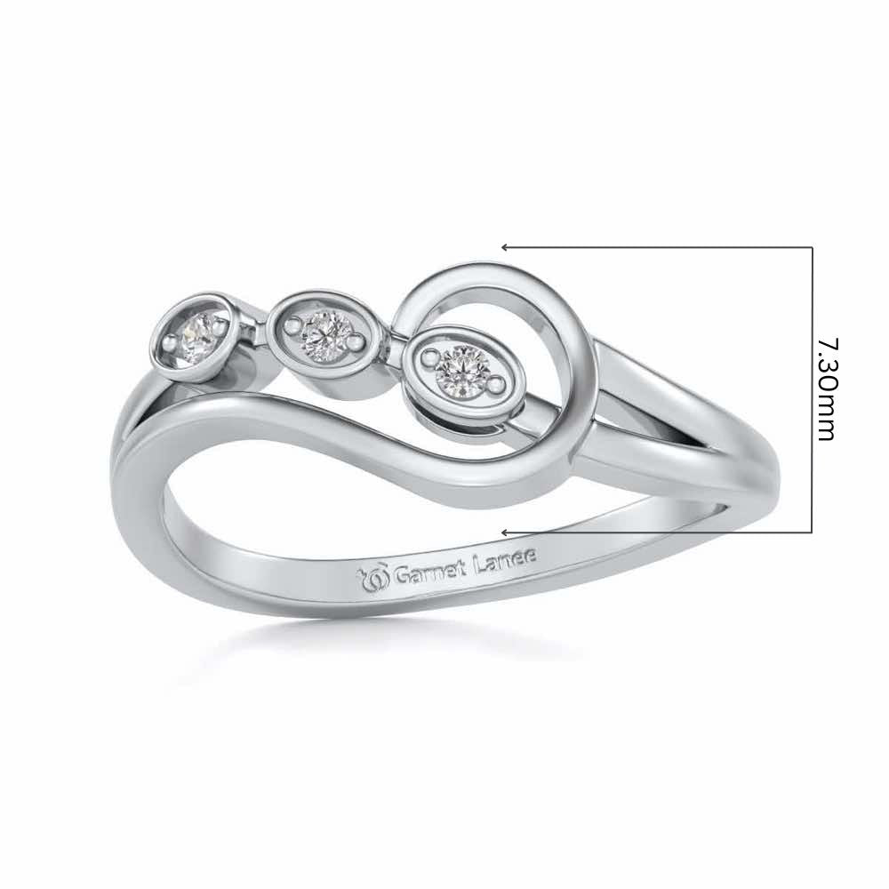 Ripple Triple Silver Ring - White Gold - Image 5