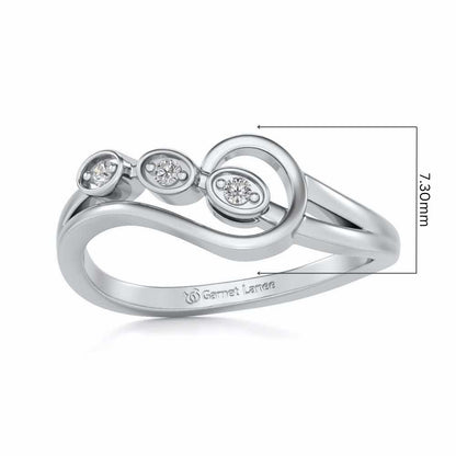 Ripple Triple Silver Ring - White Gold - Image 5