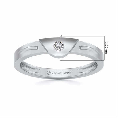 Semi-circle Solitaire Silver Ring - White Gold - Image 5