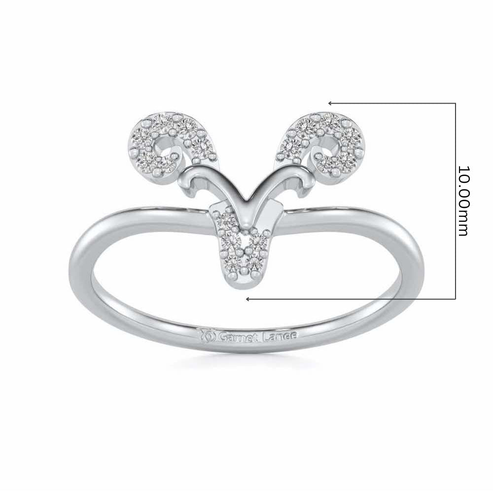 Auspicious Aries Silver Ring - White Gold - Image 5
