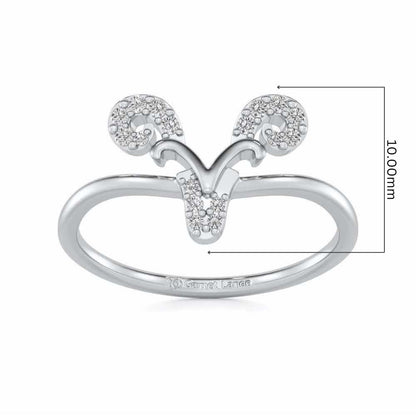 Auspicious Aries Silver Ring - White Gold - Image 5