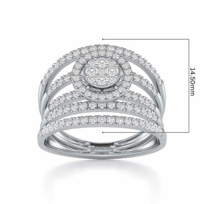 Lustrous Lace Silver Ring - White Gold - Image 5