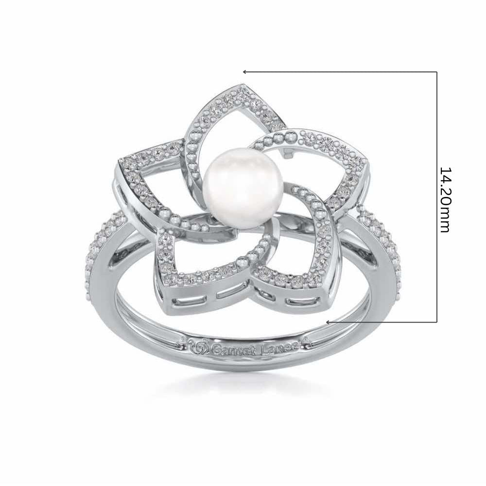 Pole Star Silver Pearl Ring - White Gold - Image 5