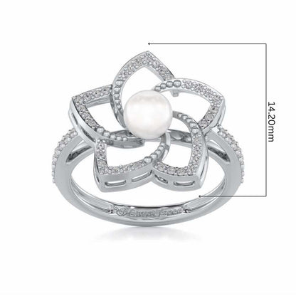 Pole Star Silver Pearl Ring - White Gold - Image 5