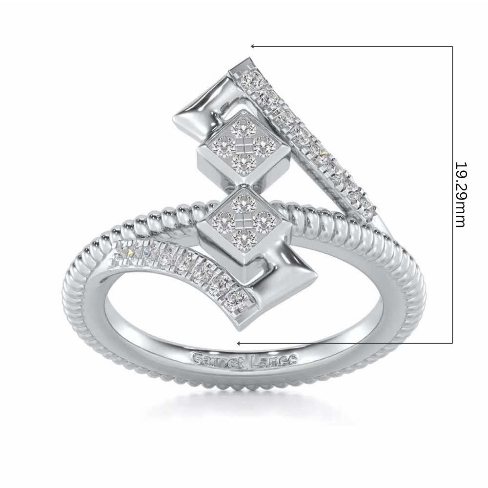 Tribal Square Silver Ring - White Gold - Image 5