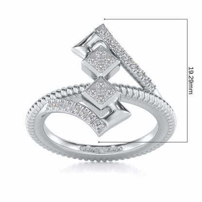 Tribal Square Silver Ring - White Gold - Image 5