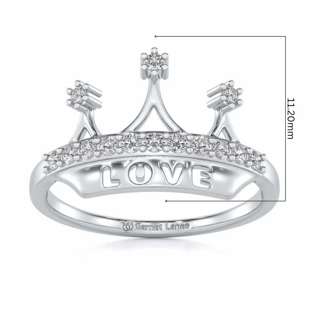 Love Crown Silver Ring - White Gold - Image 5