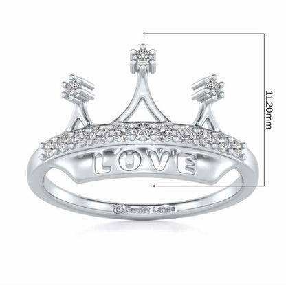 Love Crown Silver Ring - White Gold - Image 5