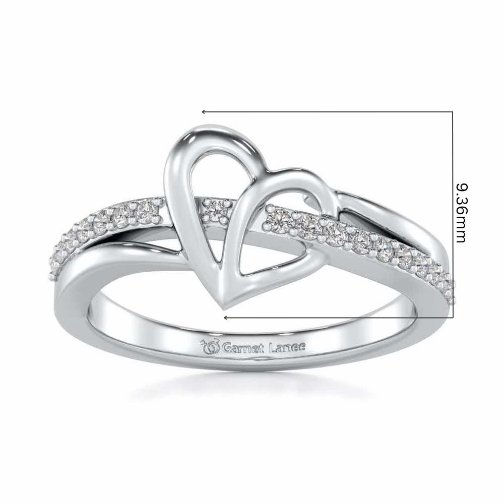 Sling Heart Silver Ring - White Gold - Image 5