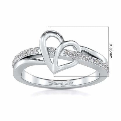 Sling Heart Silver Ring - White Gold - Image 5