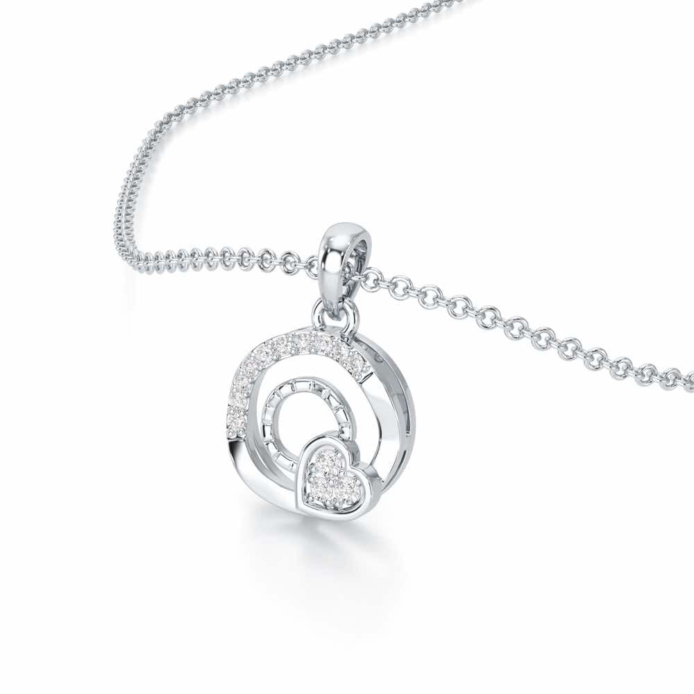 Celestial Heart Silver Pendant - White Gold - Image 2