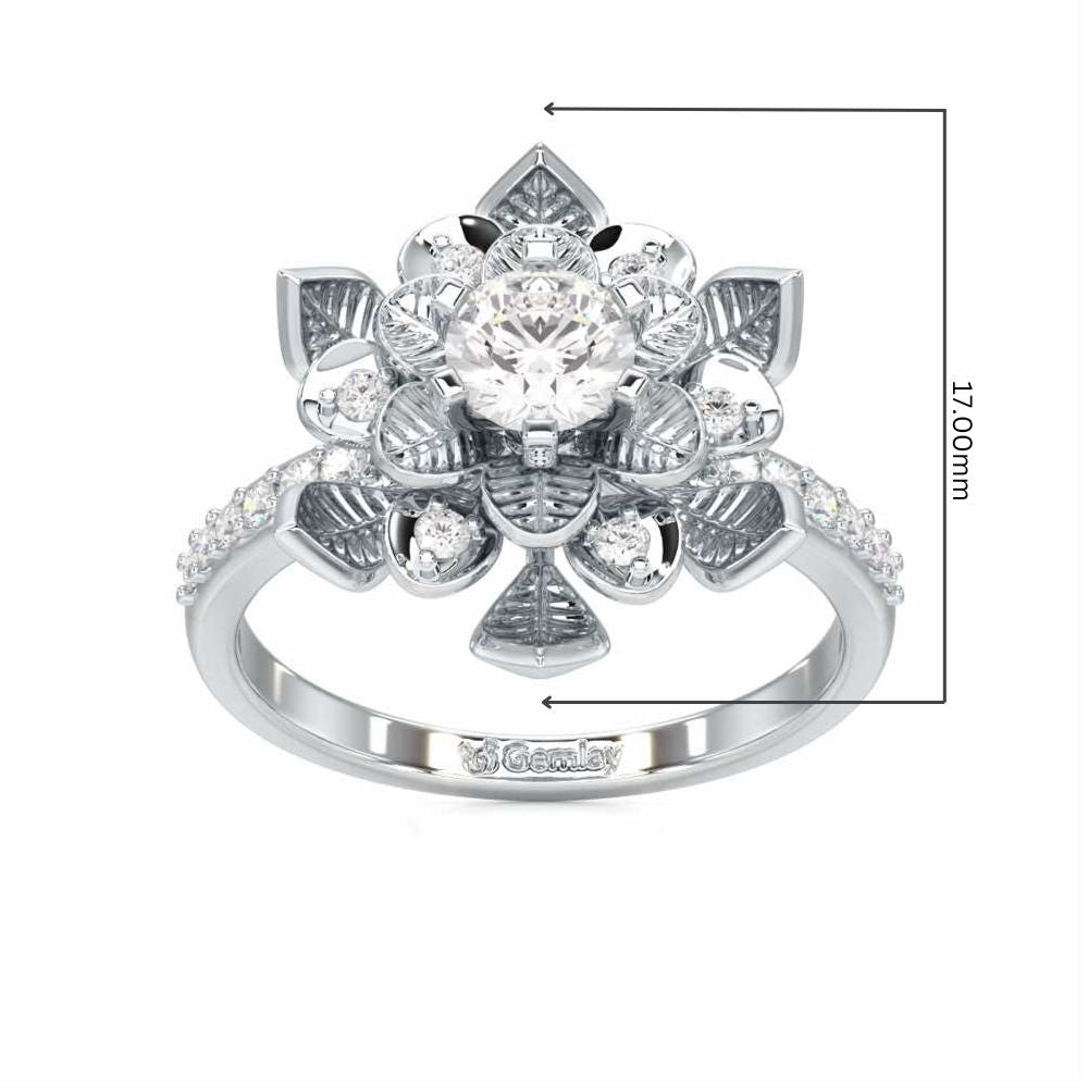 Royal Bloom Solitaire Ring - White Gold - Image 5