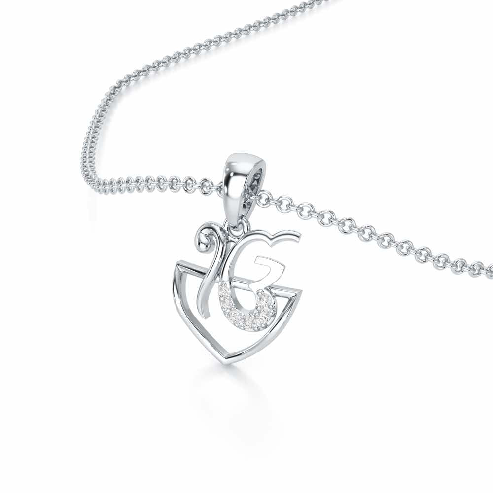 Onkar Aura Silver Pendant - White Gold - Image 2