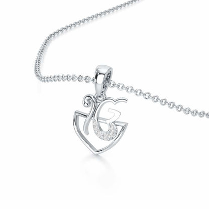 Onkar Aura Silver Pendant - White Gold - Image 2