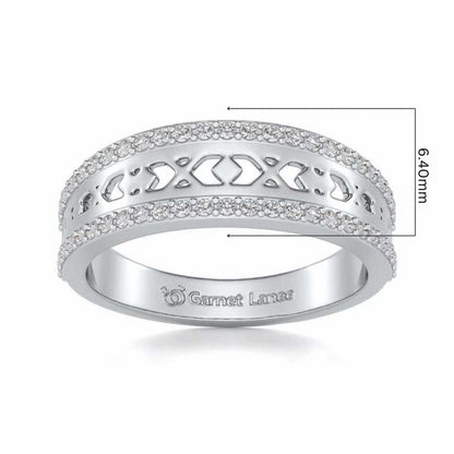 Cross Glam Silver Band Ring - White Gold - Image 5
