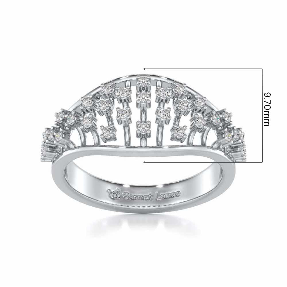 Grandiose Sparkle Silver Band Ring - White Gold - Image 5