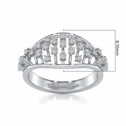 Grandiose Sparkle Silver Band Ring - White Gold - Image 5