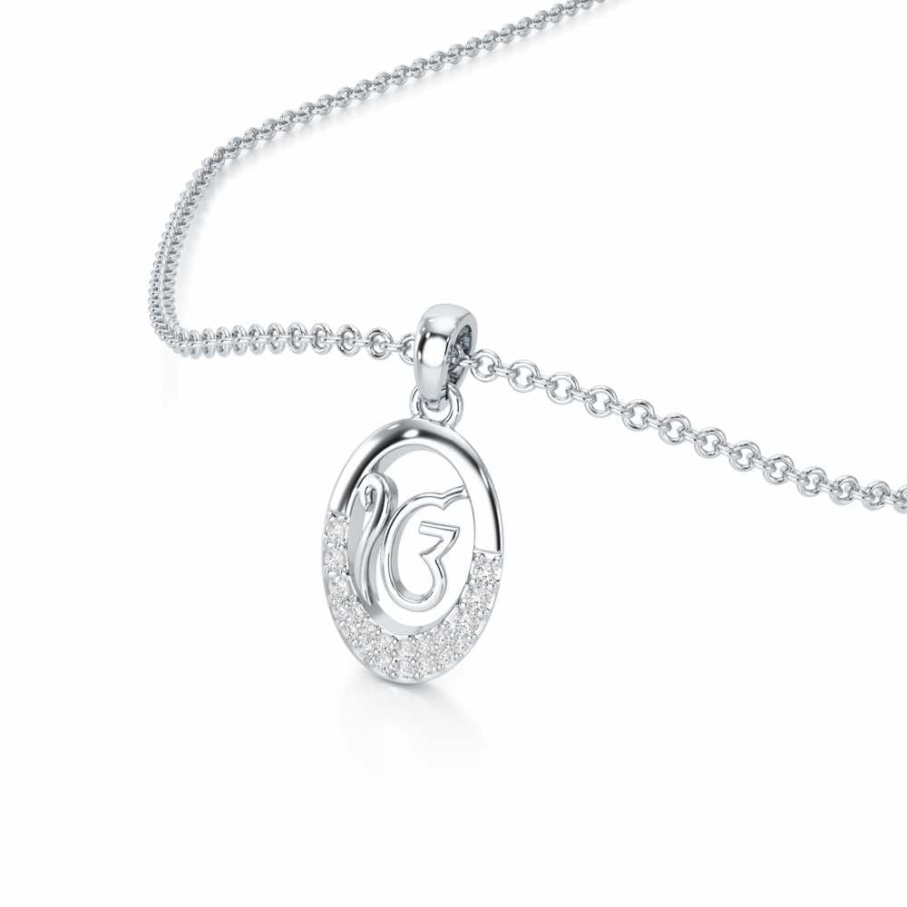 Onkar Shakti Silver Pendant - White Gold - Image 2