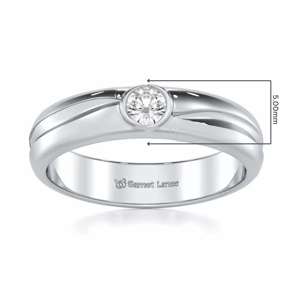 Dignified Brilliance Men Solitaire Ring - White Gold - Image 5